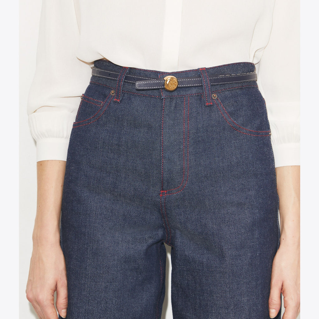 Tory Burch Romy Reversible Belt - Tory Navy/Gold - 4