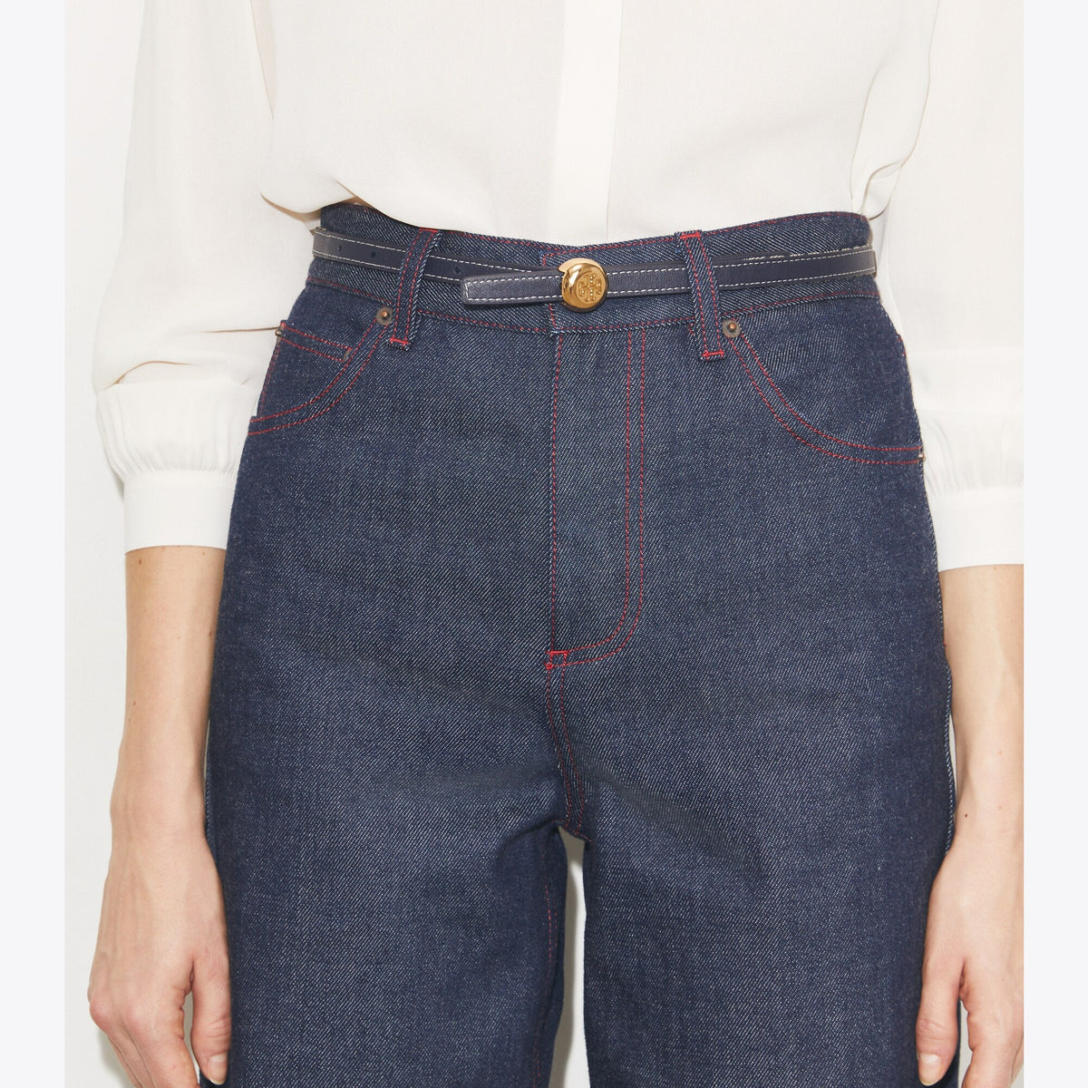Tory Burch Romy Reversible Belt - Tory Navy/Gold - 4