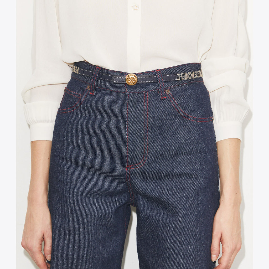 Tory Burch Romy Reversible Belt - Tory Navy/Gold - 5