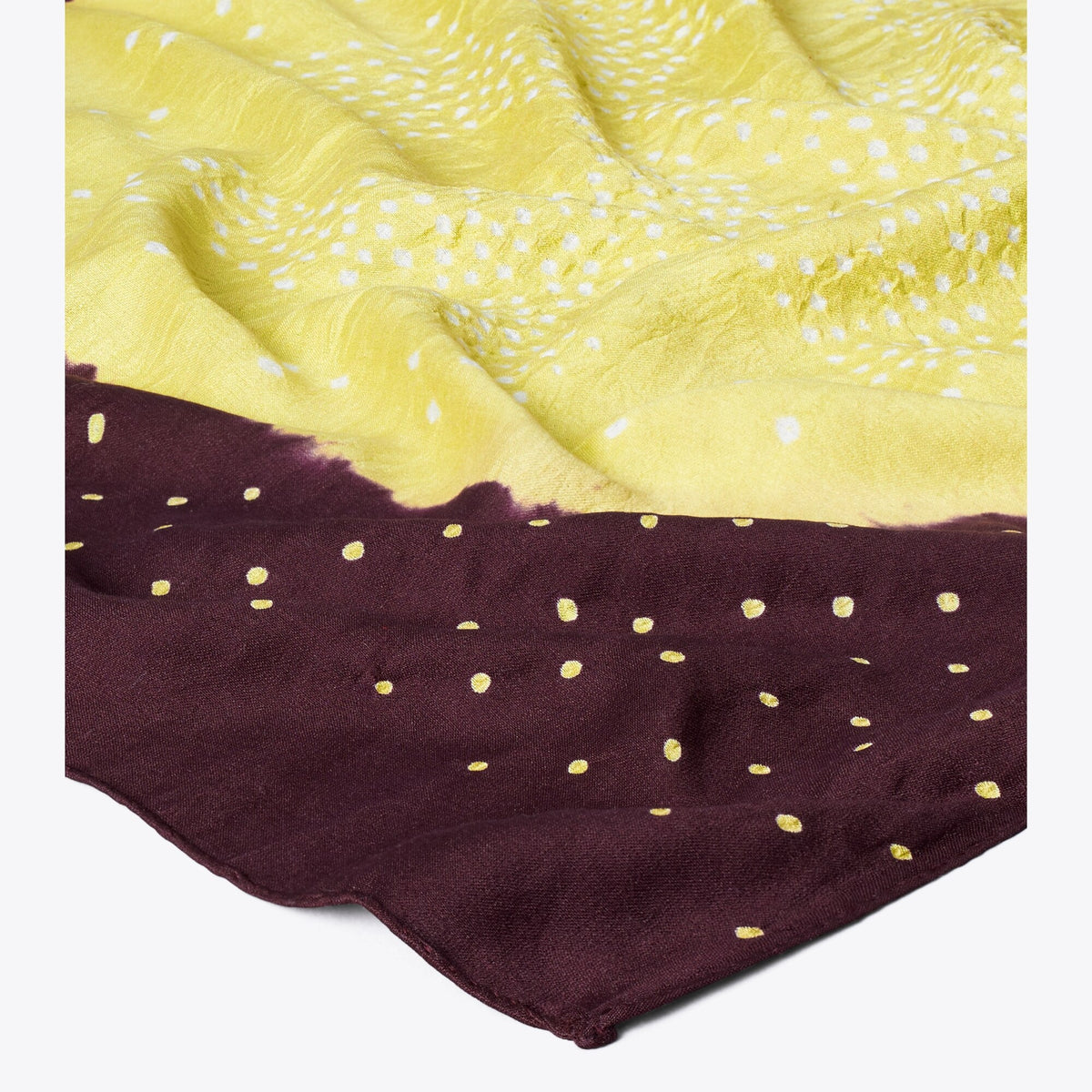 Tory Burch Ruched Silk Oblong Scarf - Brown / Yellow - 2