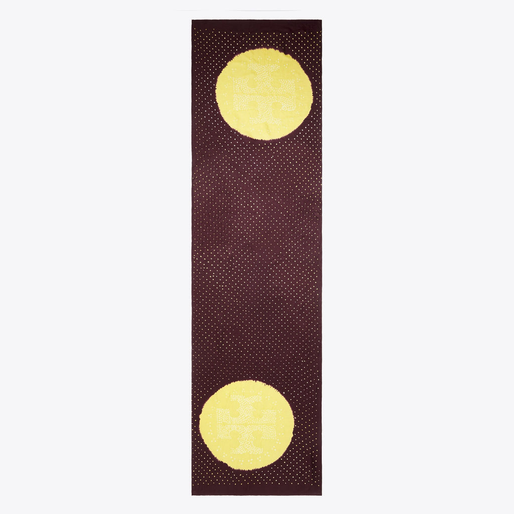 Tory Burch Ruched Silk Oblong Scarf - Brown / Yellow