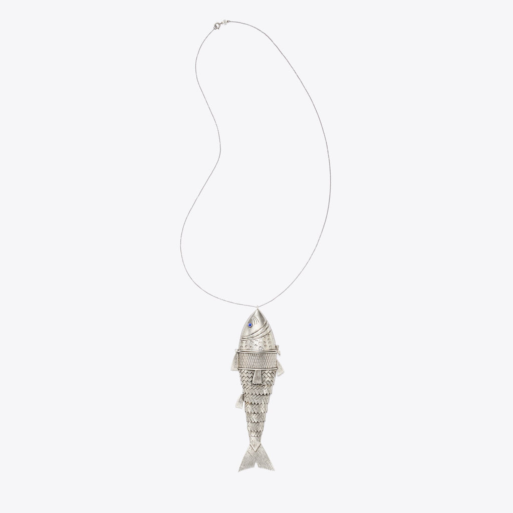 Tory Burch Runway Articulated Fish Pendant - Antique Silver