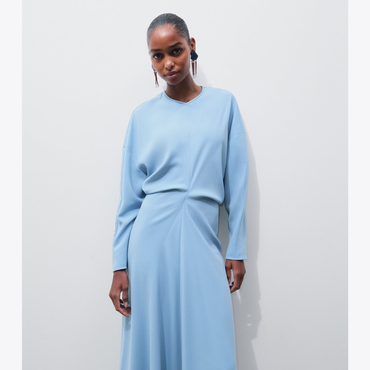 Tory Burch Satin Crepe Dress - Blue Porcelain - 5