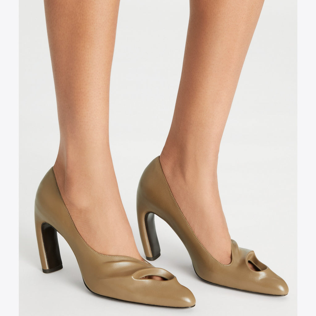 Tory Burch Sculpted Peep-Toe Pump - Soft Acorn - 2