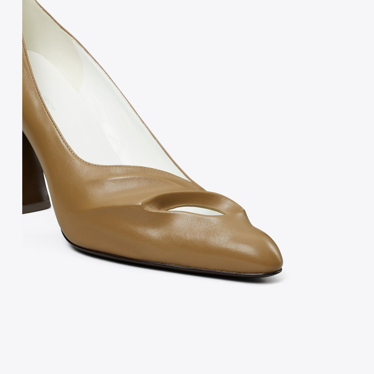 Tory Burch Sculpted Peep-Toe Pump - Soft Acorn - 4