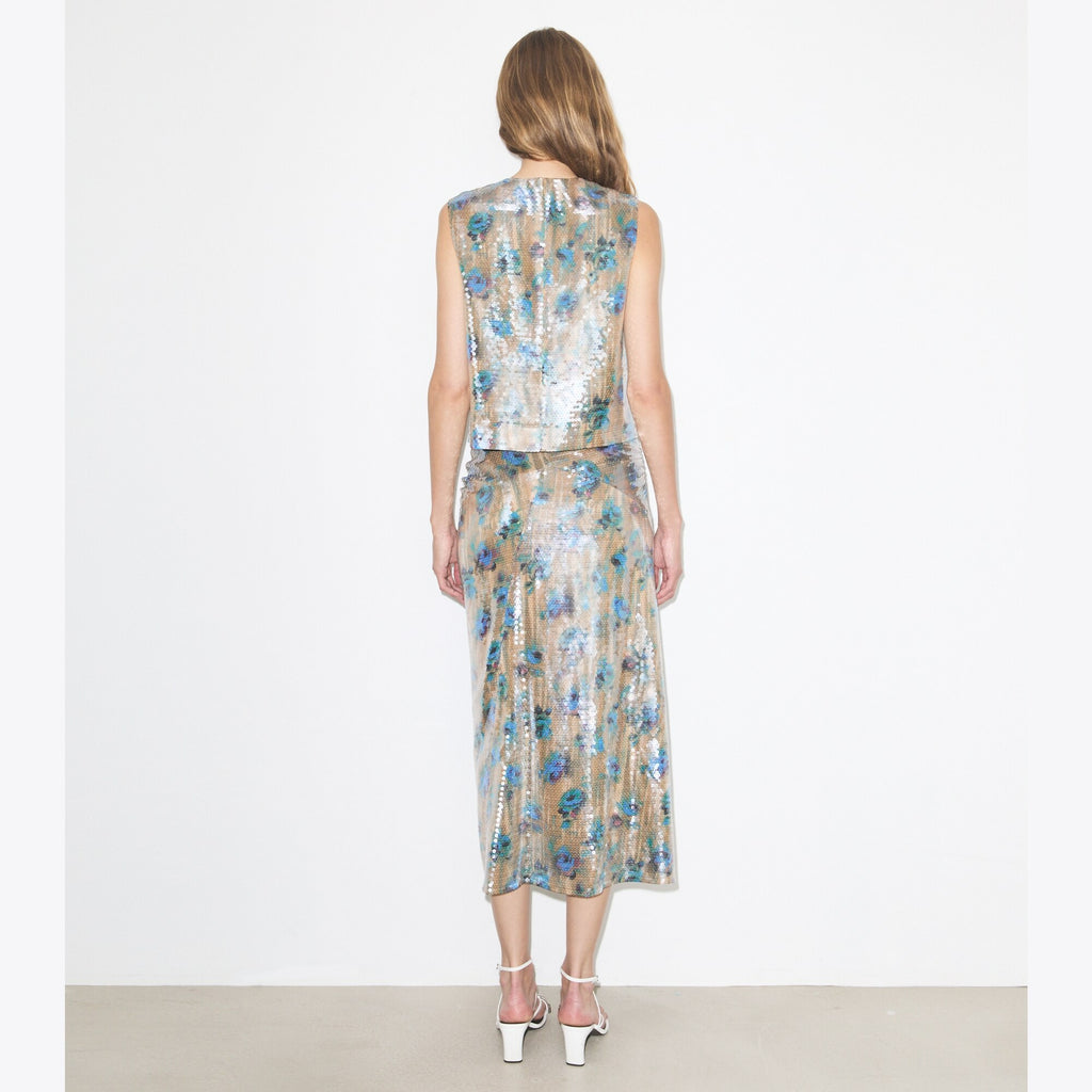 Tory Burch Sequin Shell Top - Blue Roses - 5