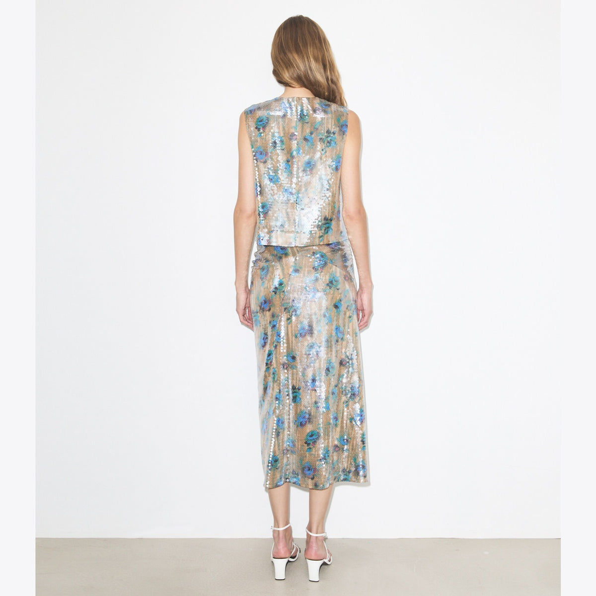 Tory Burch Sequin Shell Top - Blue Roses - 5