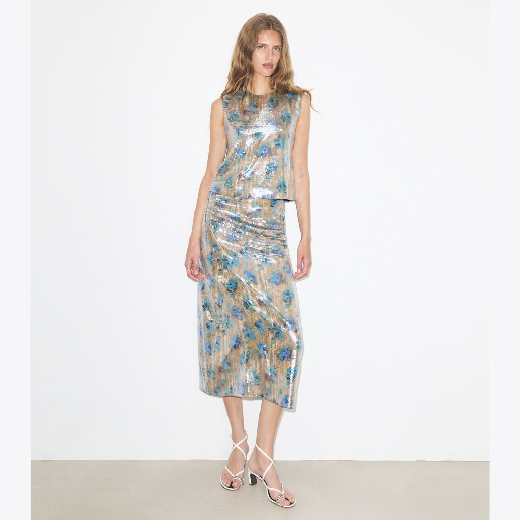 Tory Burch Sequin Shell Top - Blue Roses - 3