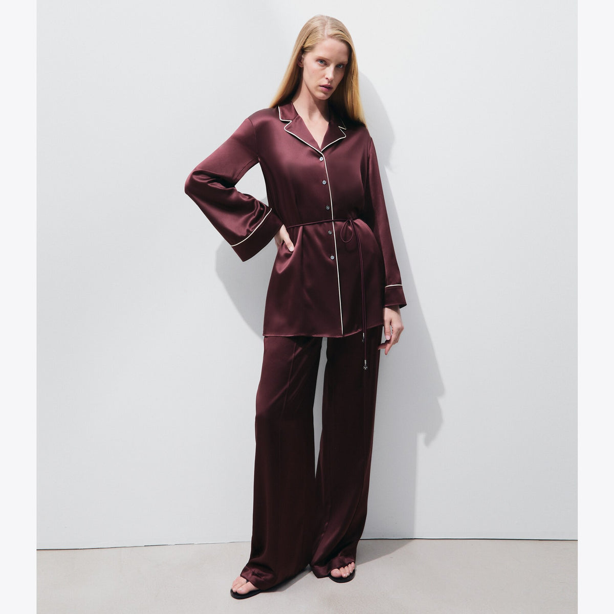 Tory Burch Silk Satin Shirt - Mahogany - 3
