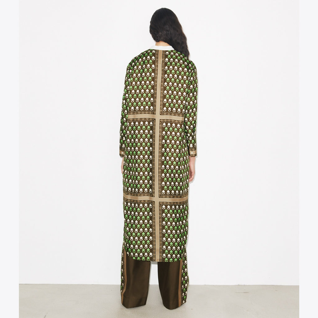 Tory Burch Silk Shirtdress - Chocolate Pomegranate - 3