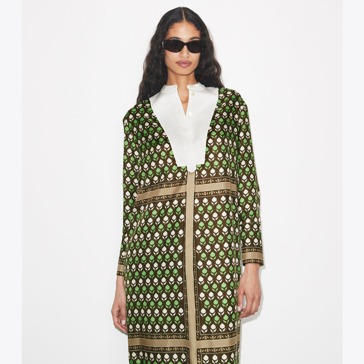 Tory Burch Silk Shirtdress - Chocolate Pomegranate - 5