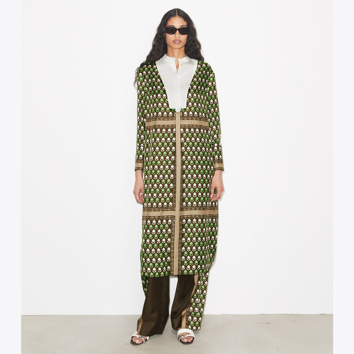 Tory Burch Silk Shirtdress - Chocolate Pomegranate - 2