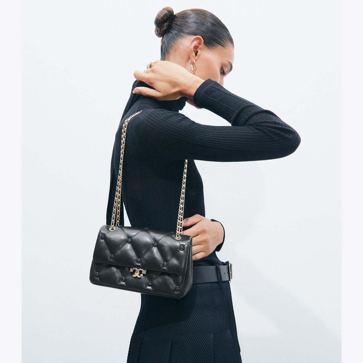 Tory Burch Small Bunny Knot Shoulder Bag - Black/Gold - 2