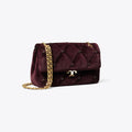 Tory Burch Small Bunny Knot Velvet Shoulder Bag - Dark Cherry