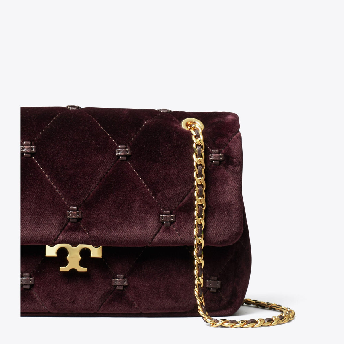 Tory Burch Small Bunny Knot Velvet Shoulder Bag - Dark Cherry - 5