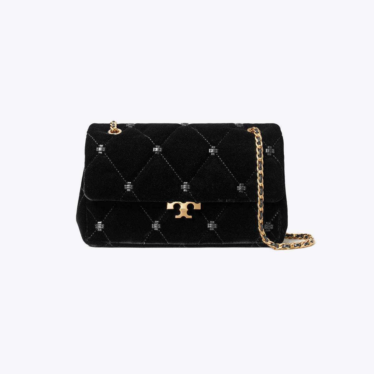 Tory Burch Small Bunny Knot Velvet Shoulder Bag - Black - 4
