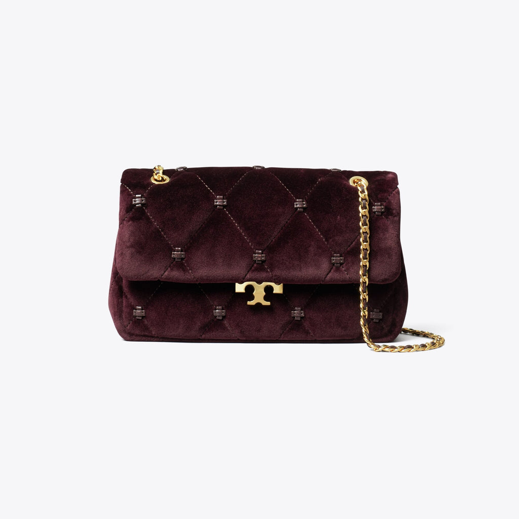 Tory Burch Small Bunny Knot Velvet Shoulder Bag - Dark Cherry - 4