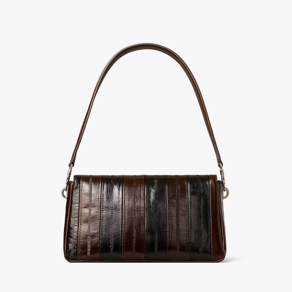 Tory Burch Small Charlie Eel-Embossed Shoulder Bag - Dark Brown Multi - 4