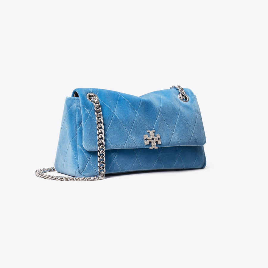 Tory Burch Small Charlie Quilted Velvet Pavé Shoulder Bag