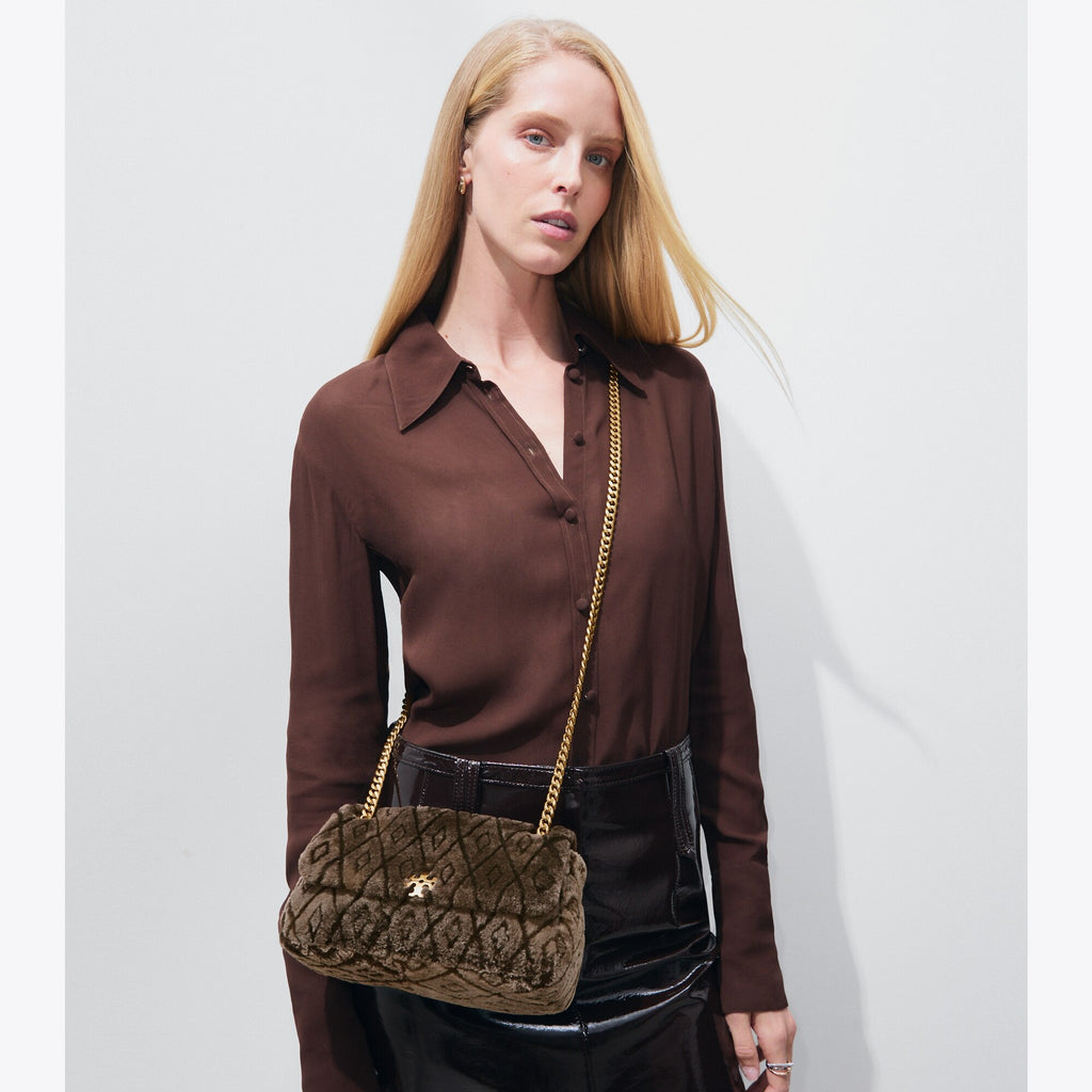 Tory Burch Small Charlie Shearling Shoulder Bag - Cocoa - 2