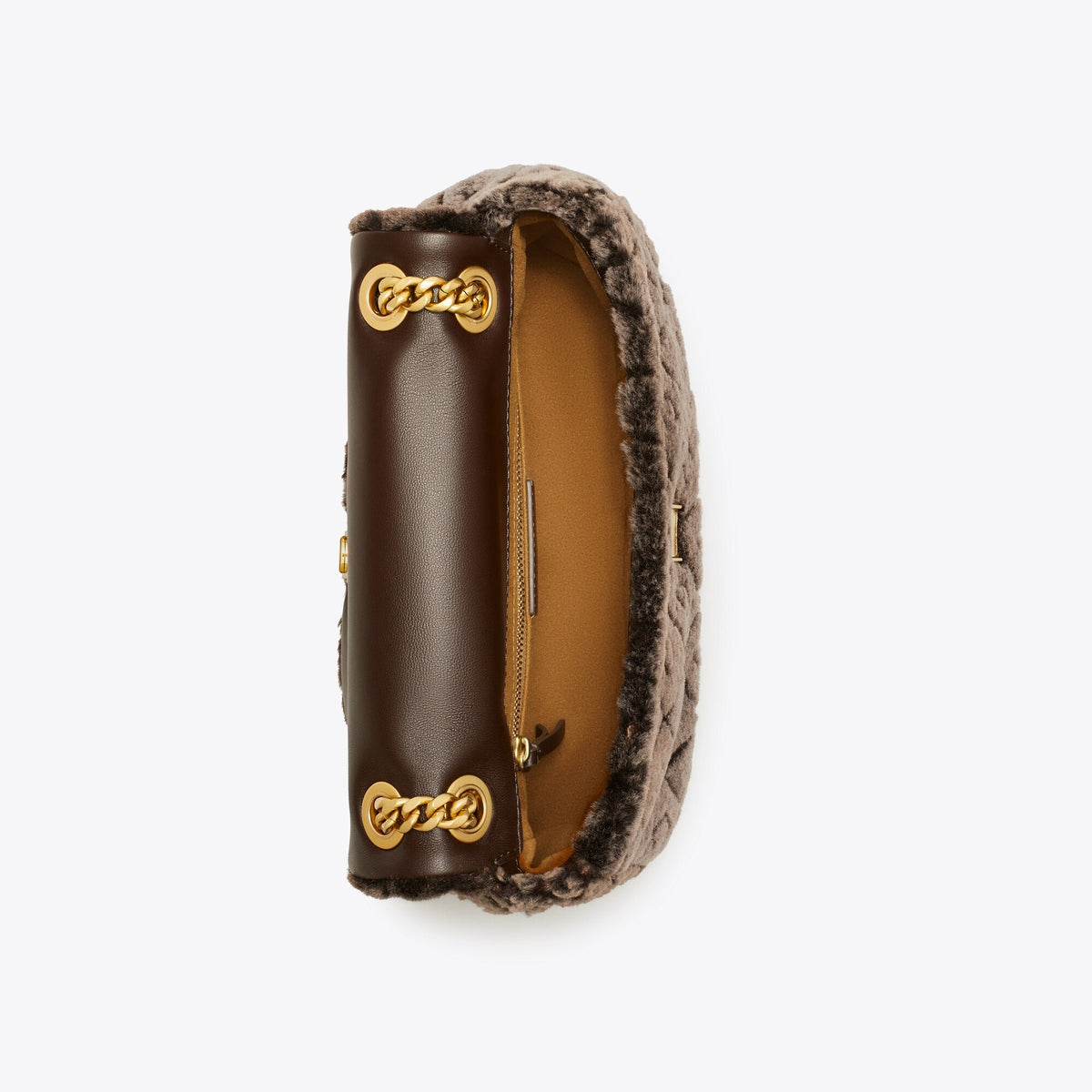Tory Burch Small Charlie Shearling Shoulder Bag - Cocoa - 5