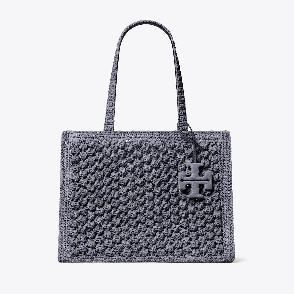 Tory Burch Small Ella Hand-Crocheted Popcorn Tote - Gray - 3