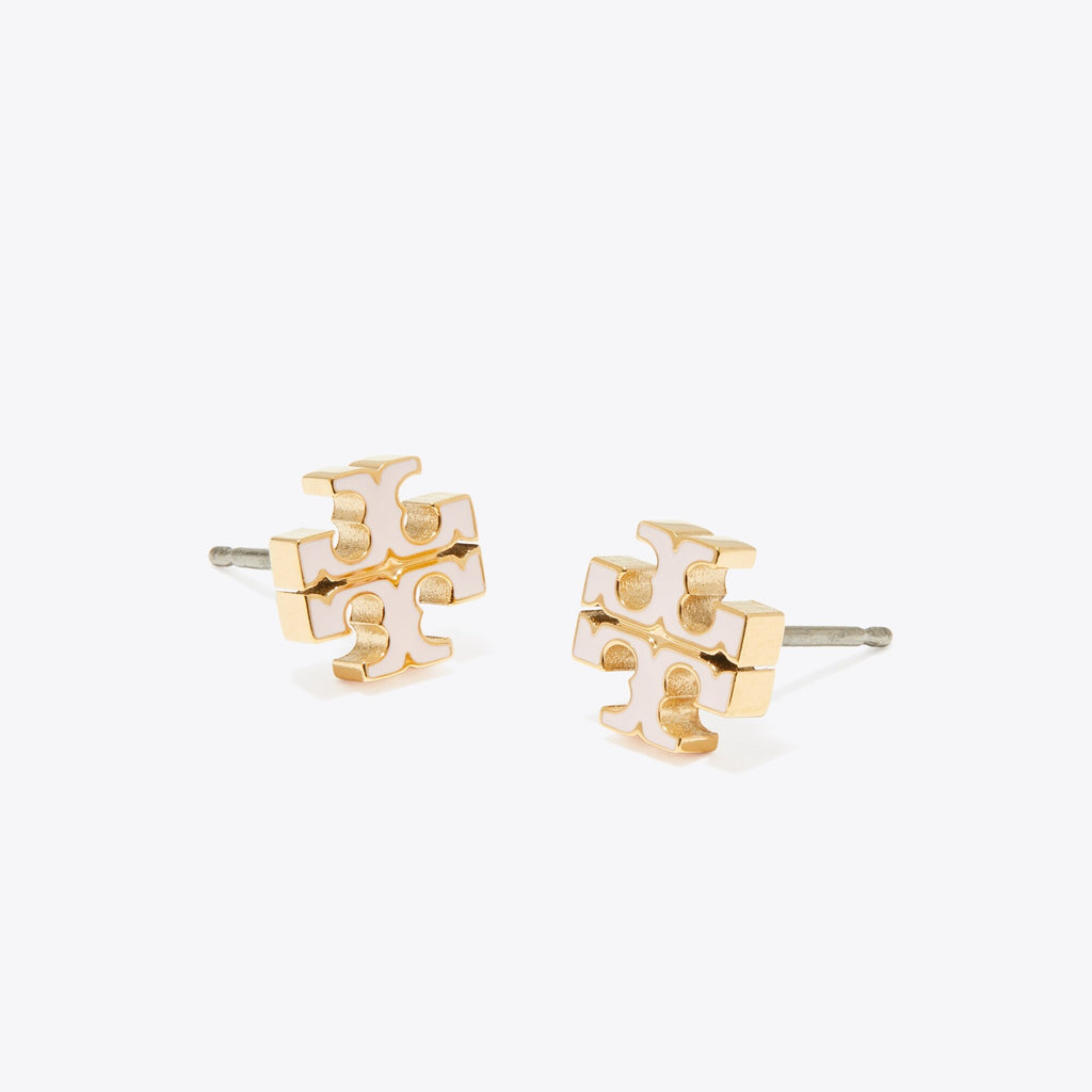 Tory Burch Small Icon Enamel Stud Earrings - Pink Snow - 2