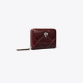 Tory Burch Small Kira Diamond Quilt Distressed Zip-Around Wallet - Dark Carmine
