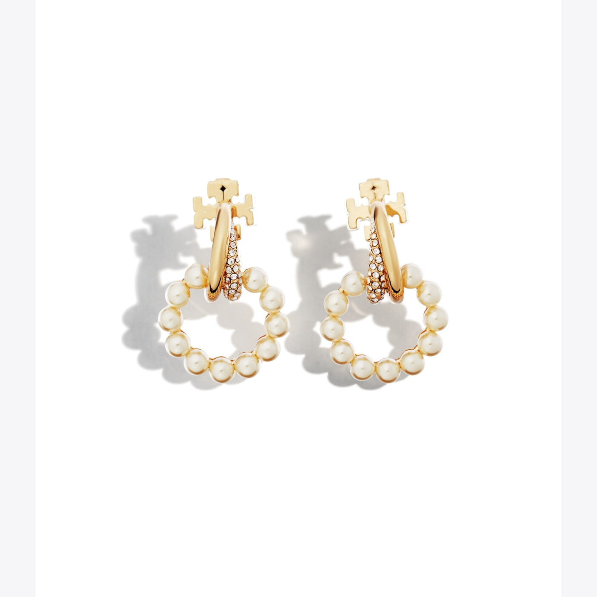 Tory Burch Small Moondance Pearl Doorknocker Earrings - Tory Gold / Cream / Crystal - 4