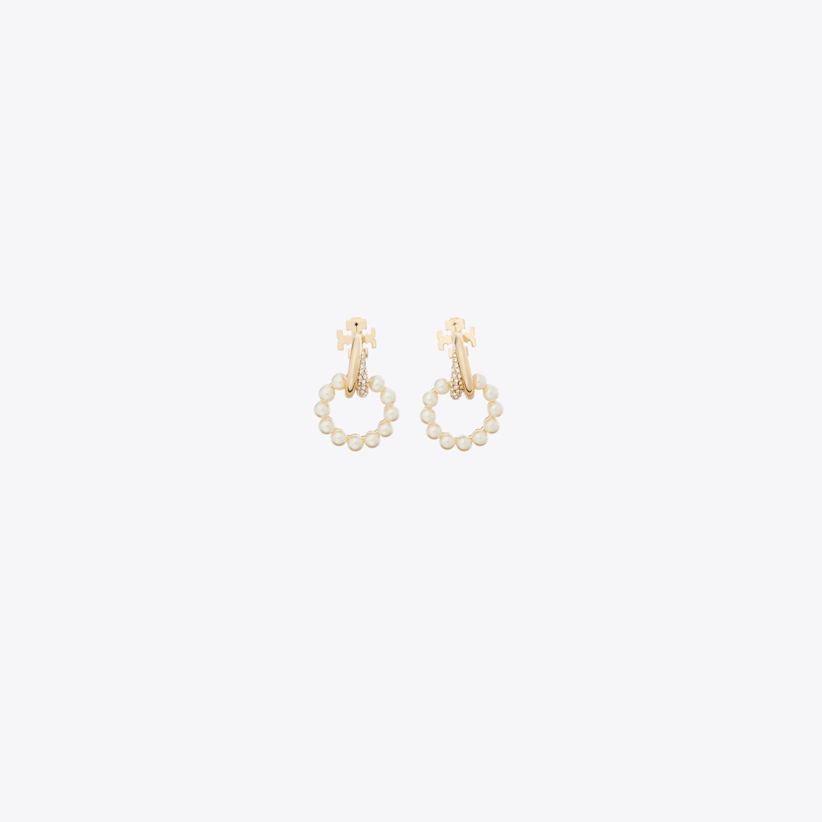 Tory Burch Small Moondance Pearl Doorknocker Earrings - Tory Gold / Cream / Crystal