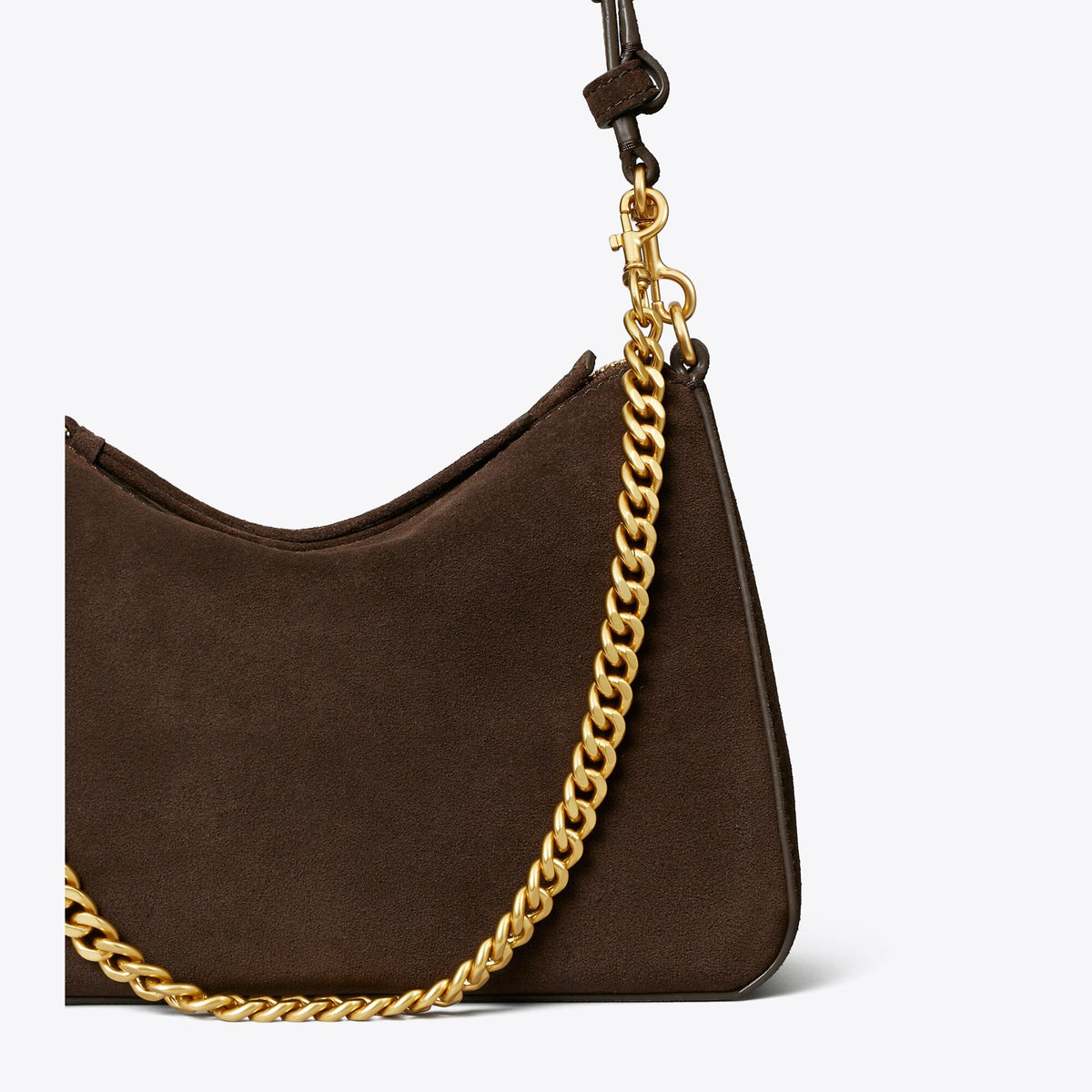 Tory Burch Small Perry Suede Shoulder Bag - Dark Cocoa - 6
