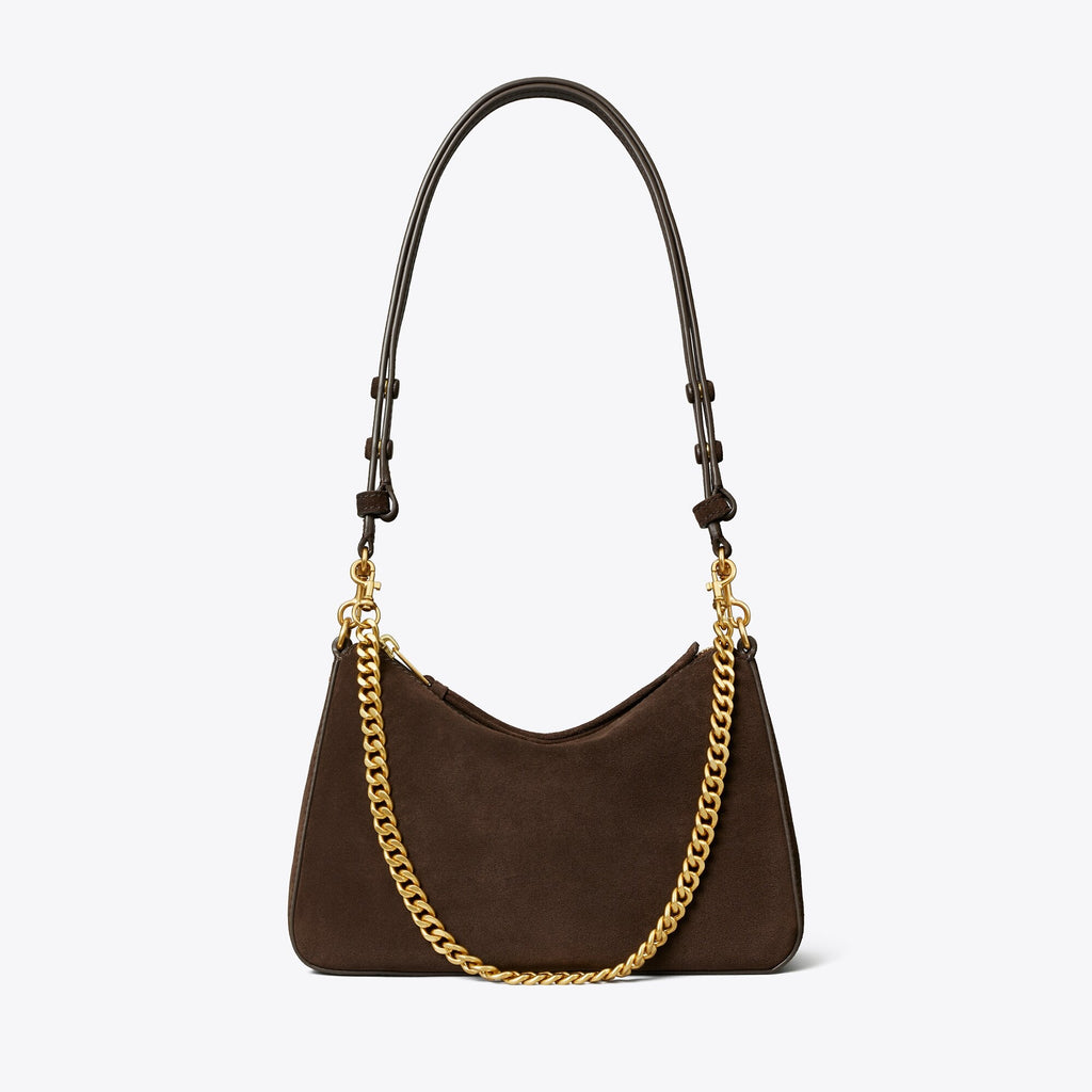 Tory Burch Small Perry Suede Shoulder Bag - Dark Cocoa - 4
