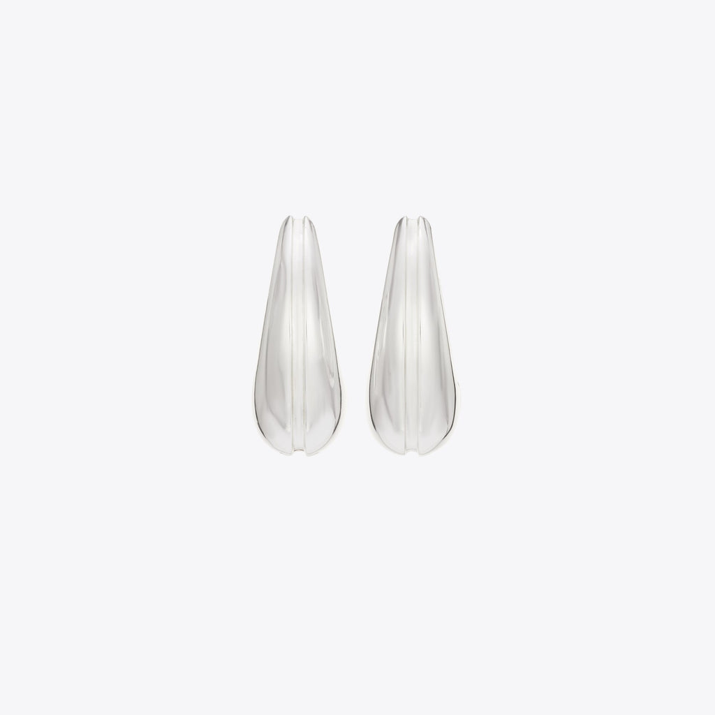 Tory Burch Small Pierced Hoop Earrings - Light Silver - 2