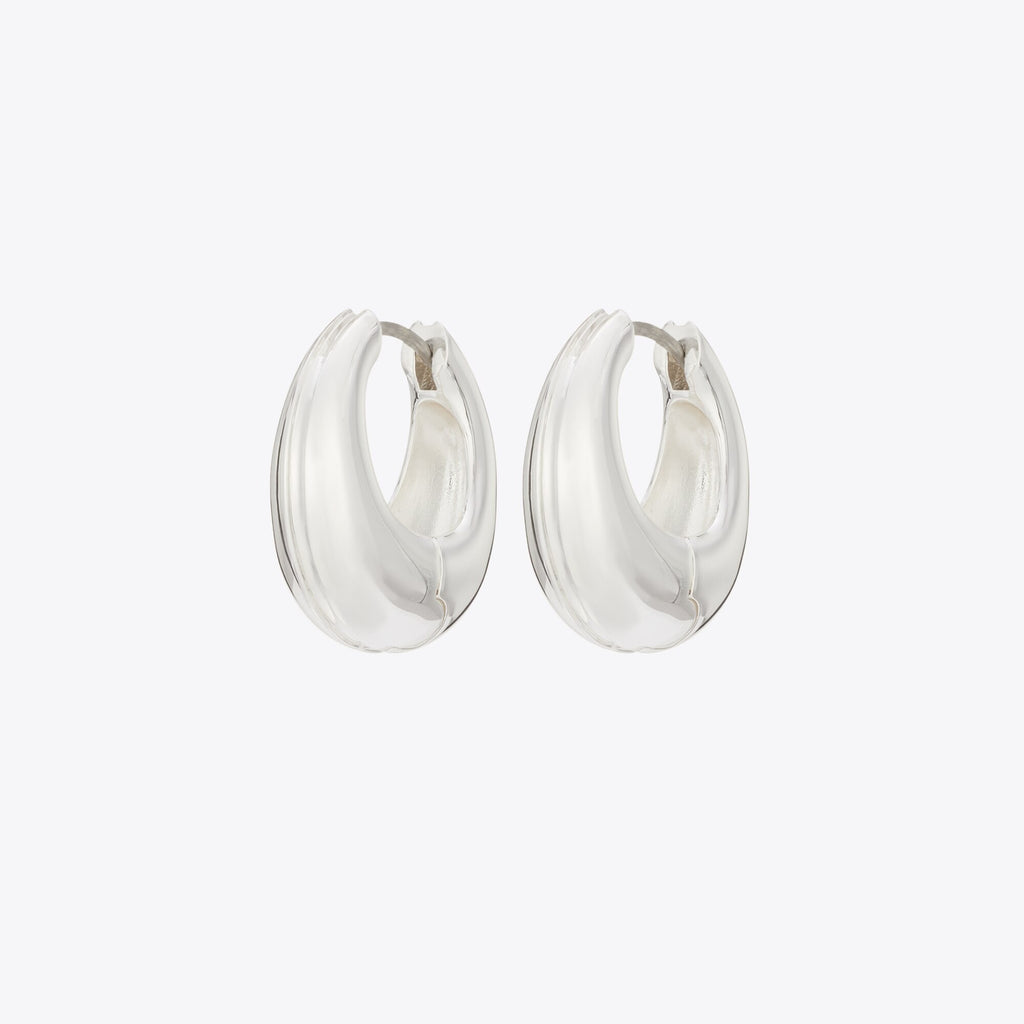 Tory Burch Small Pierced Hoop Earrings - Light Silver