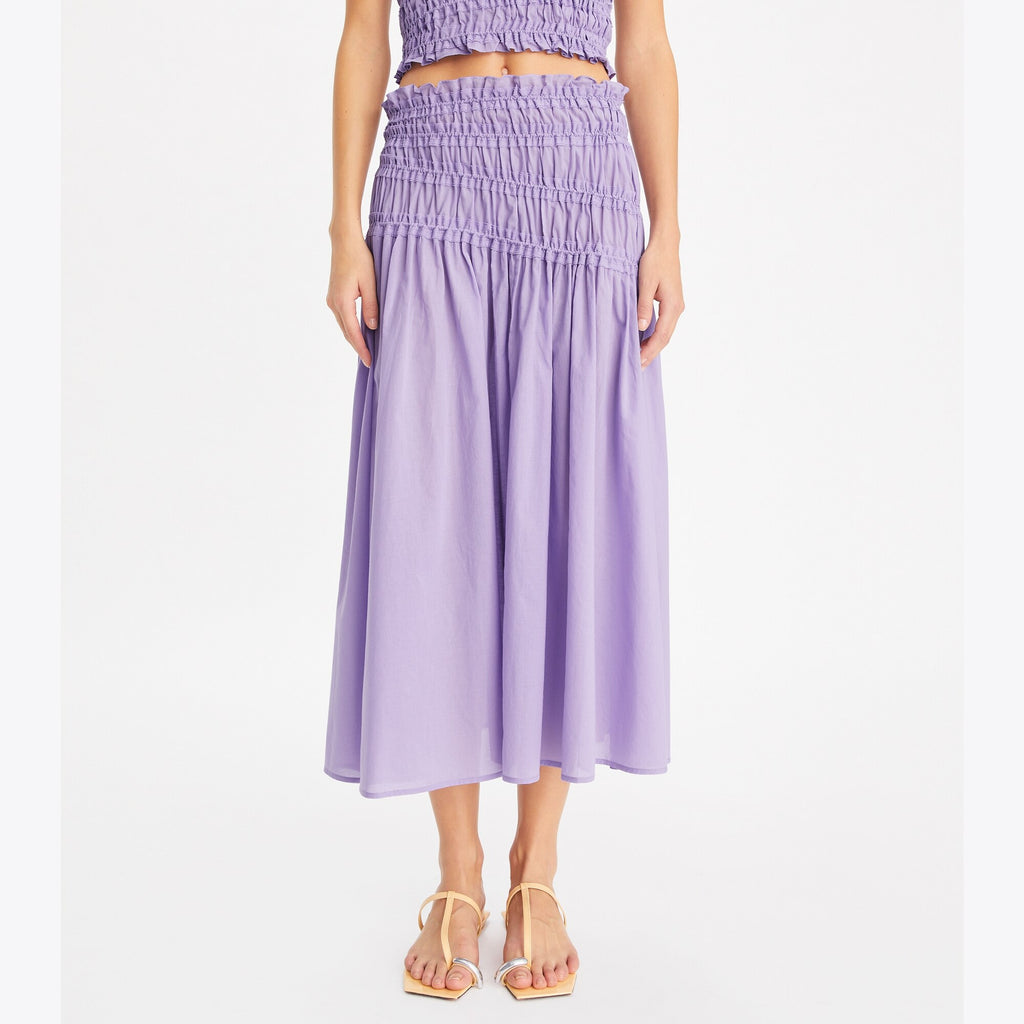 Tory Burch Smocked Cotton Skirt - Lilac Frost - 5