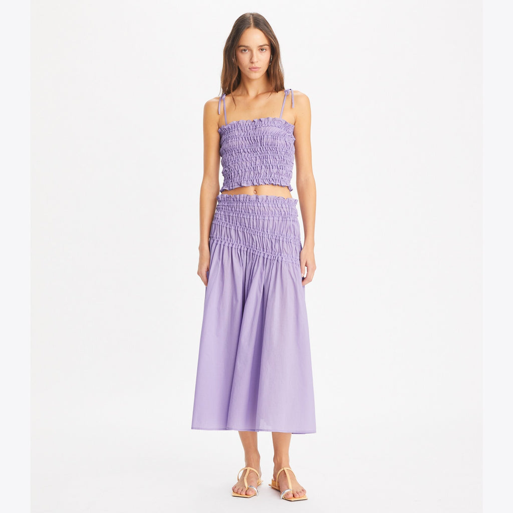 Tory Burch Smocked Cotton Skirt - Lilac Frost - 2