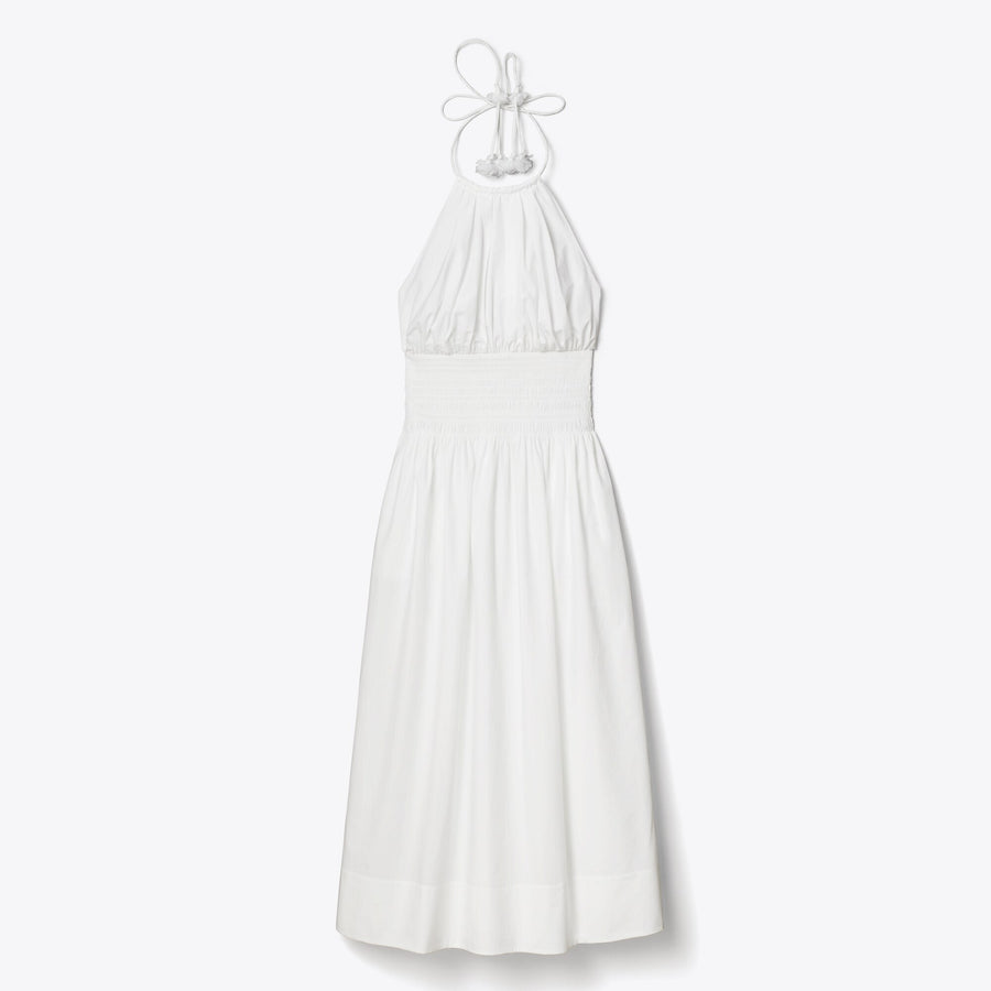 Tory Burch Smocked Poplin Halter Dress