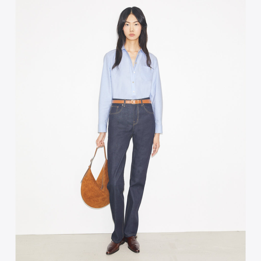 Tory Burch Straight-Leg Denim Jean - Raw/Unwashed - 2