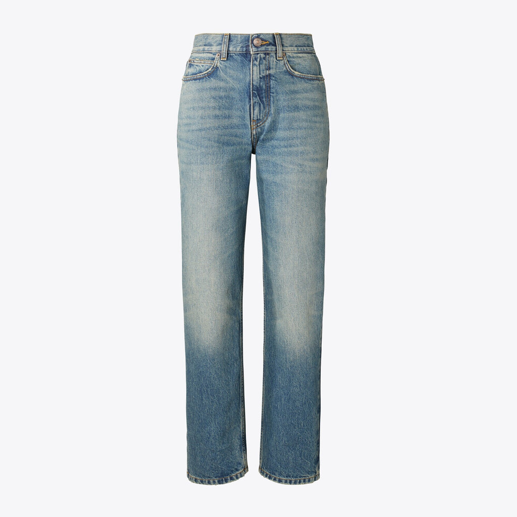 Tory Burch Straight Wide-Leg Jean - Classic Vintage Blue Wash
