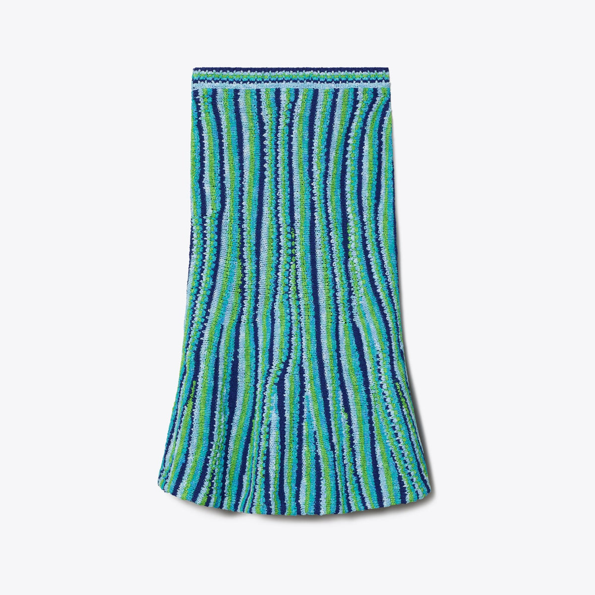 Tory Burch Striped Cotton Skirt - Ocean / Light Blue / Green