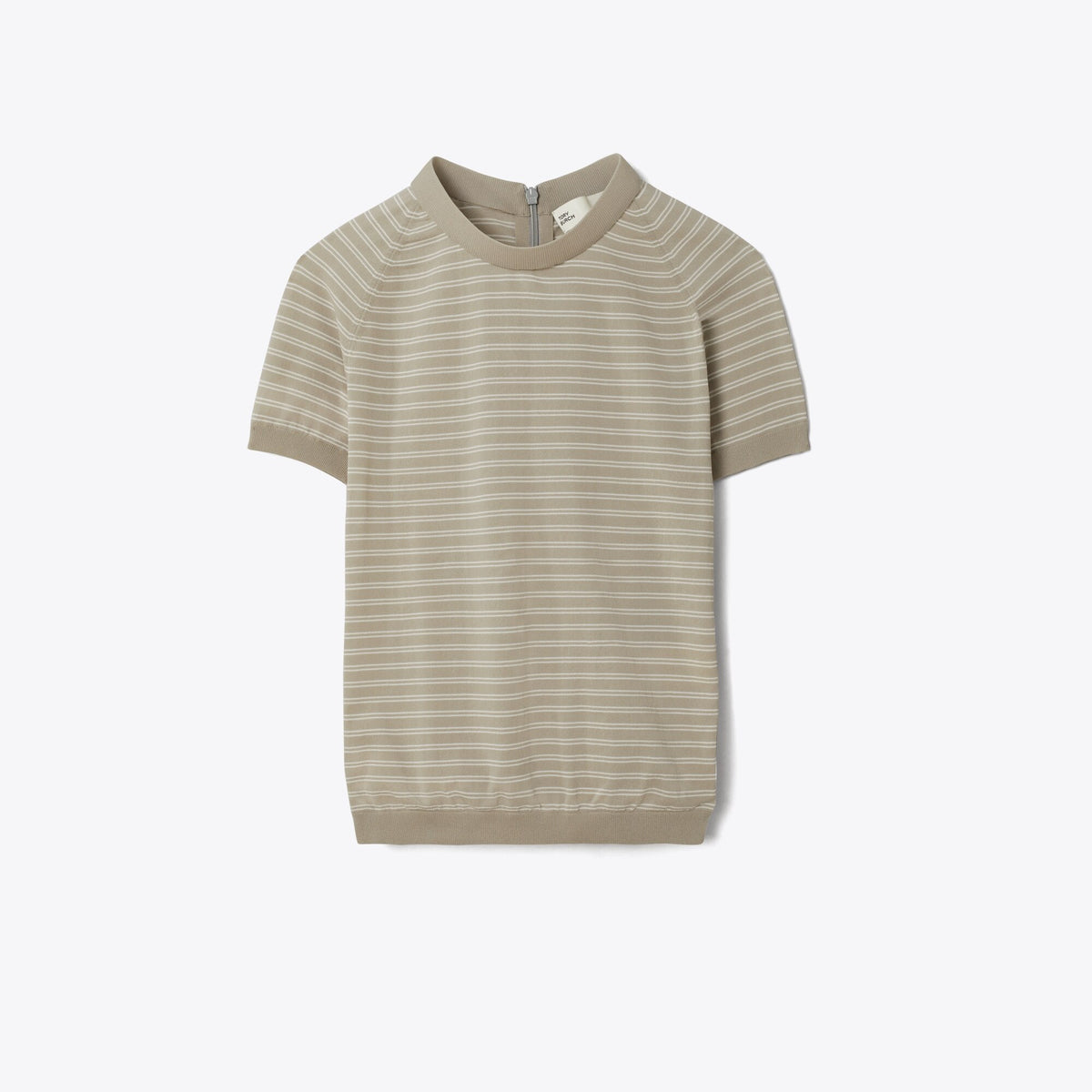 Tory Burch Striped Nylon Mockneck - Gray Chateau
