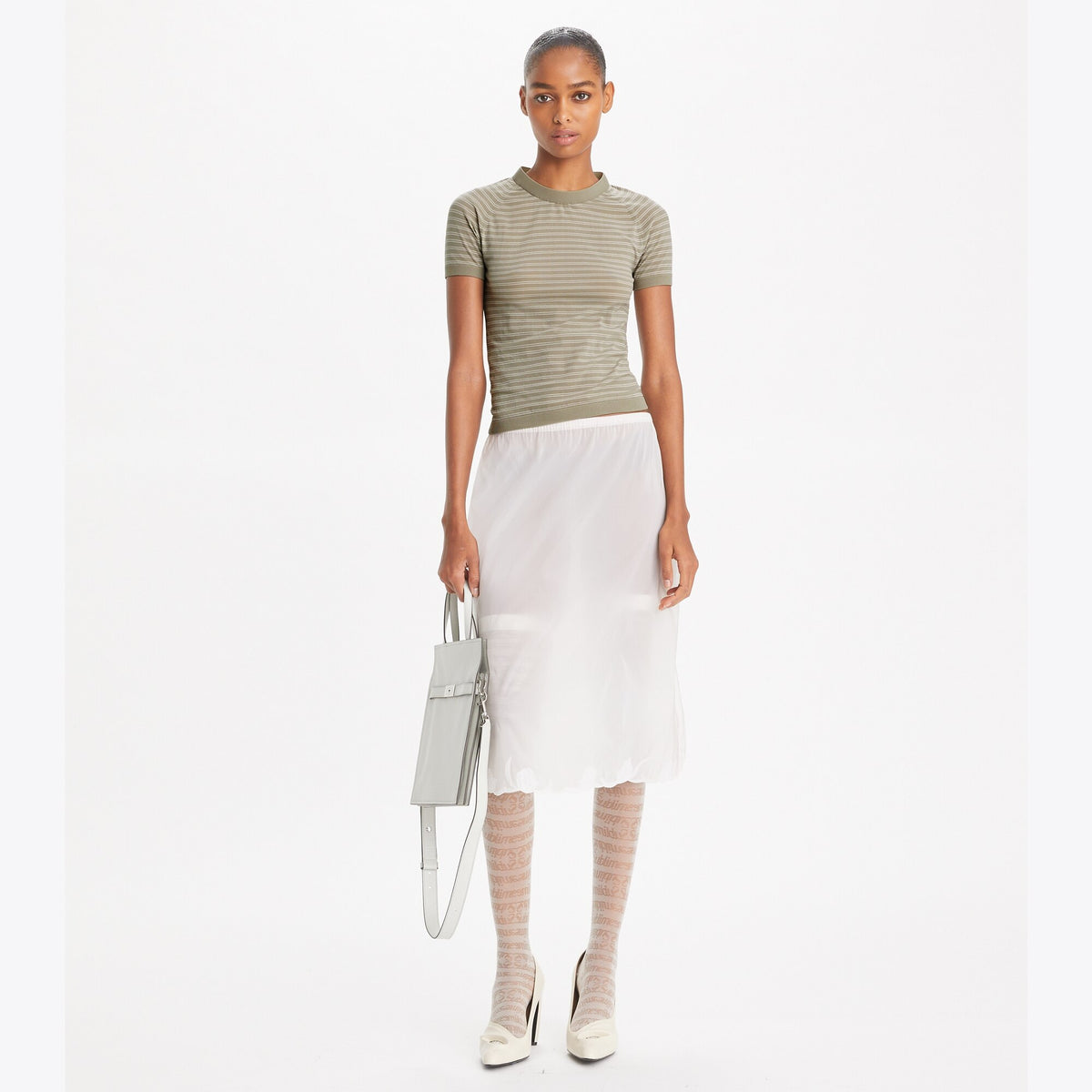 Tory Burch Striped Nylon Mockneck - Gray Chateau - 3