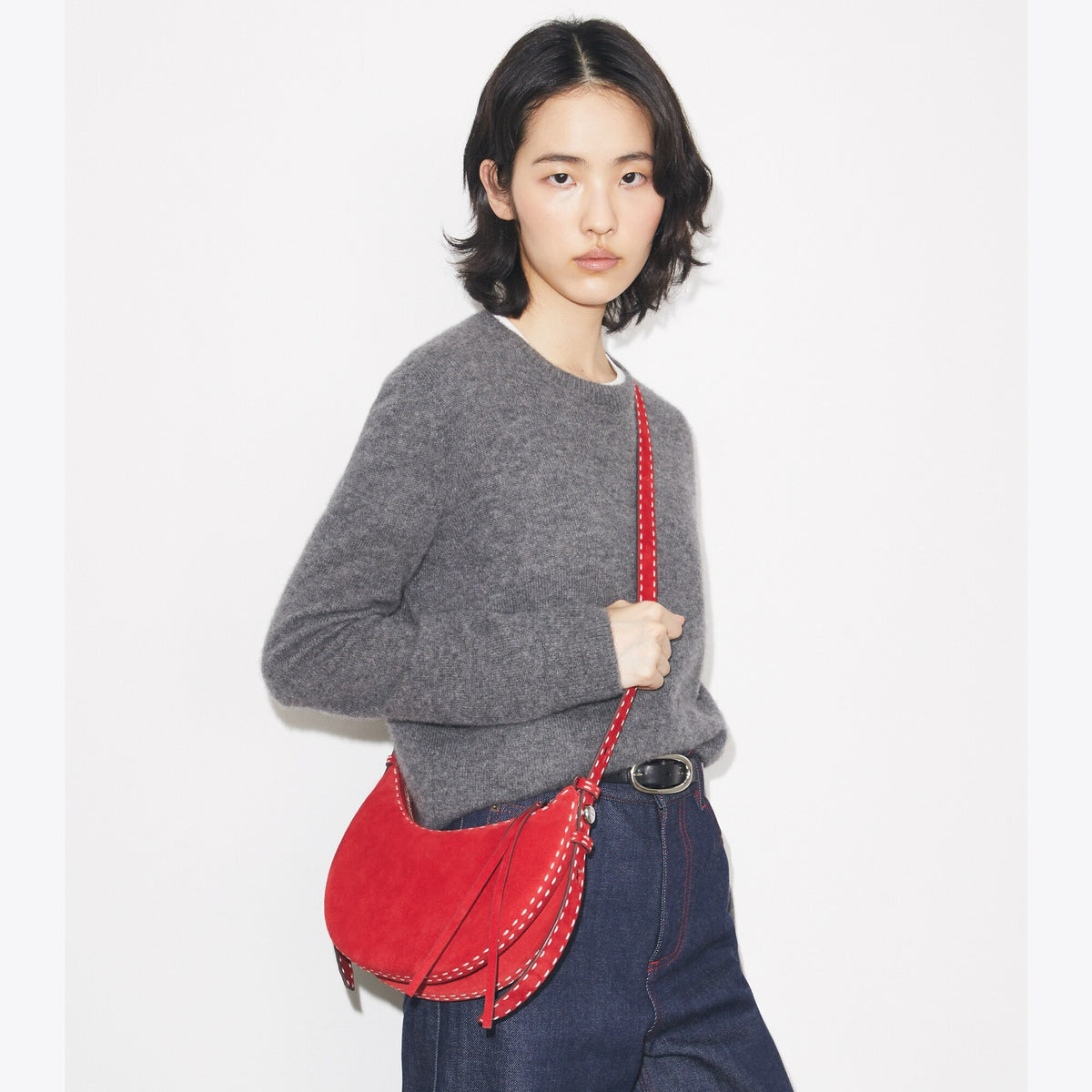 Tory Burch Suede Half Moon Bag - Toucan Red - 3