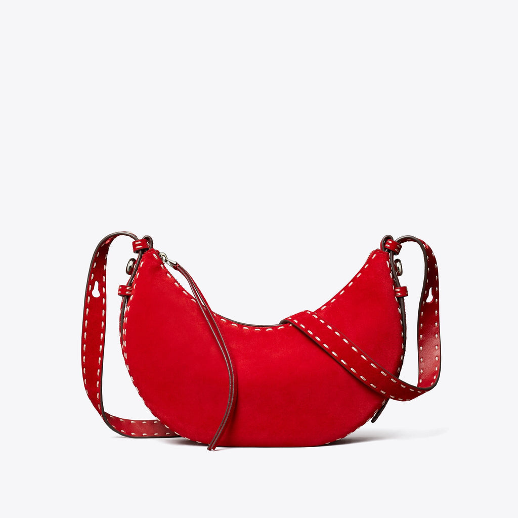 Tory Burch Suede Half Moon Bag - Toucan Red - 7