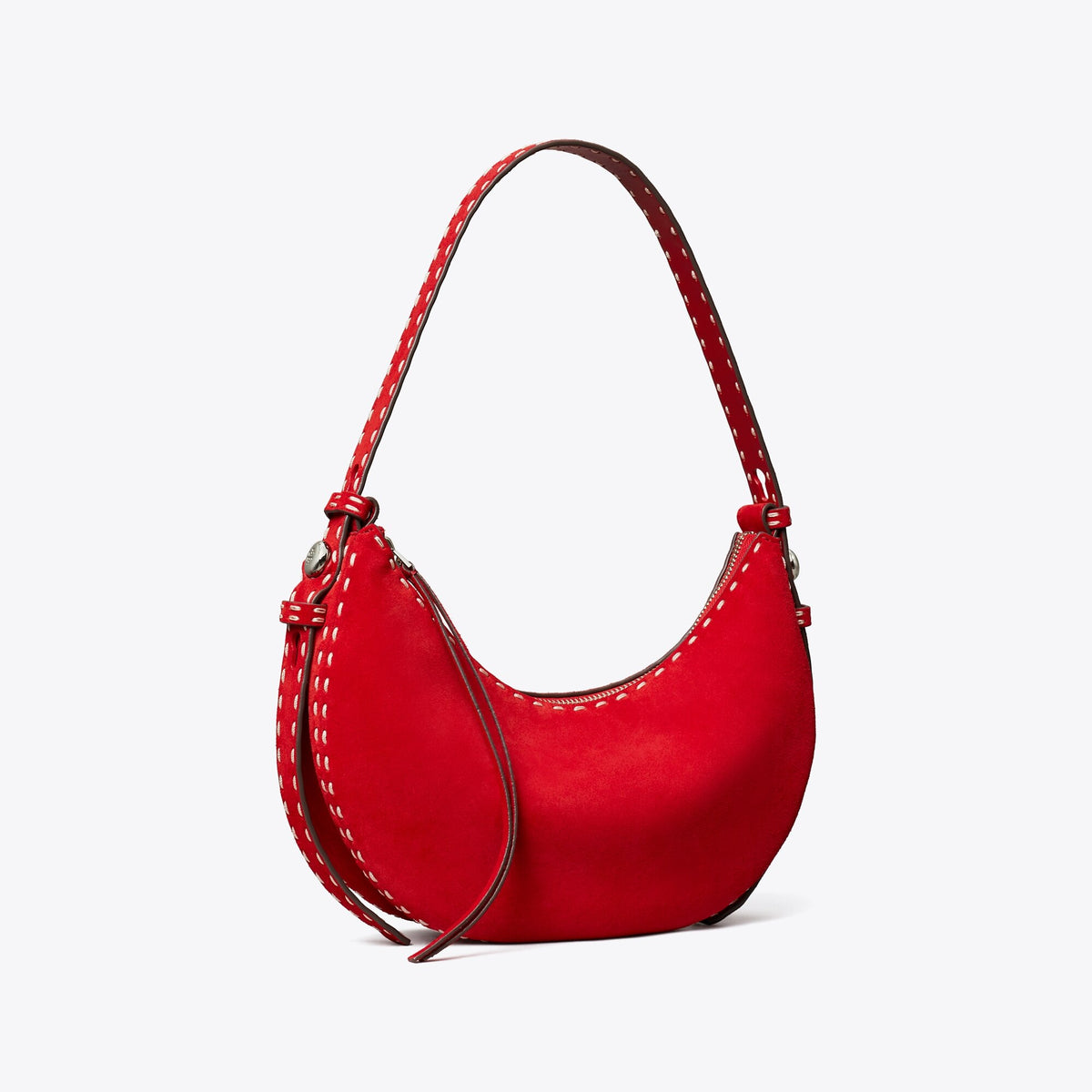 Tory Burch Suede Half Moon Bag - Toucan Red