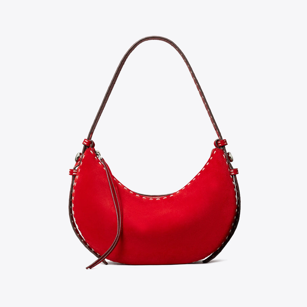 Tory Burch Suede Half Moon Bag - Toucan Red - 4