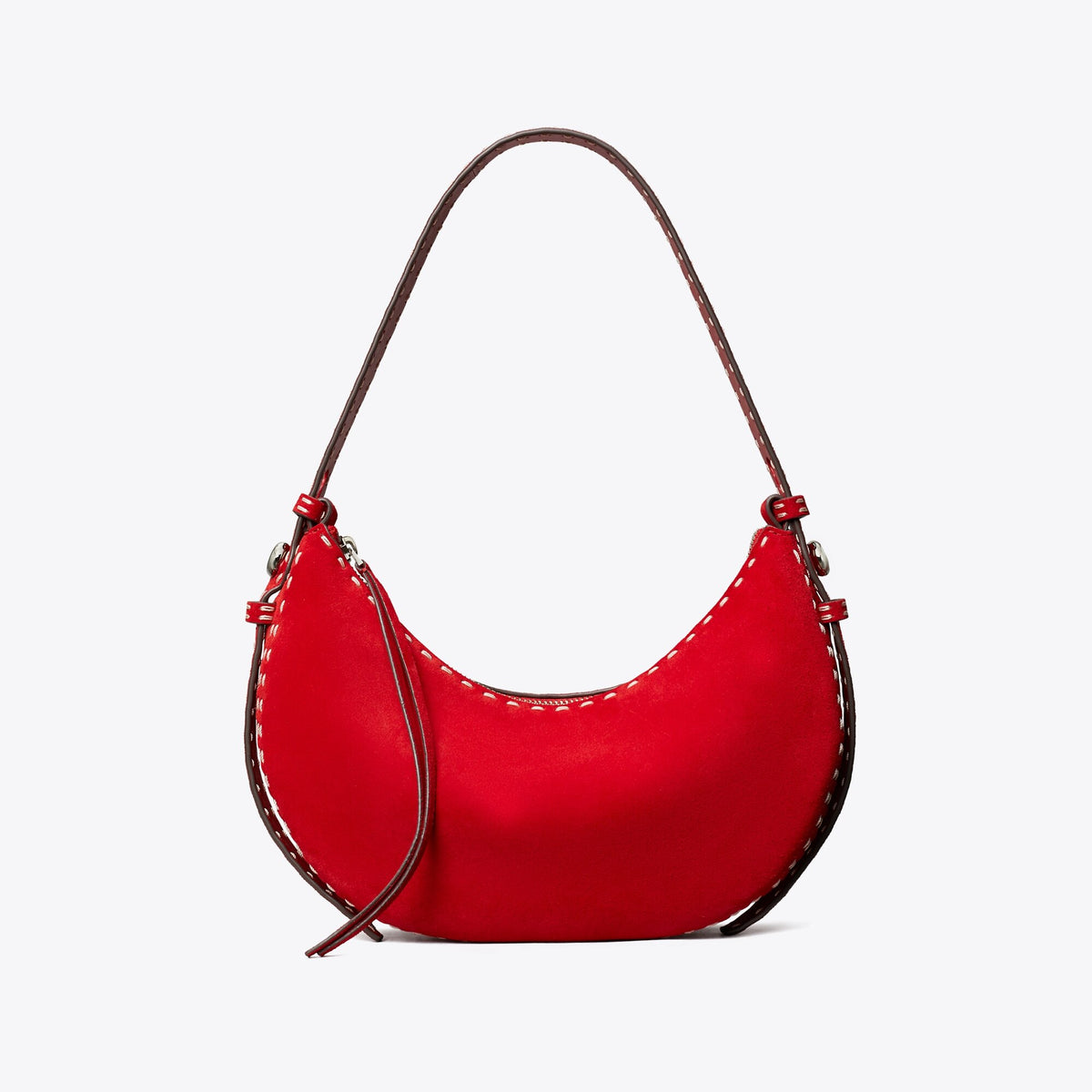 Tory Burch Suede Half Moon Bag - Toucan Red - 4