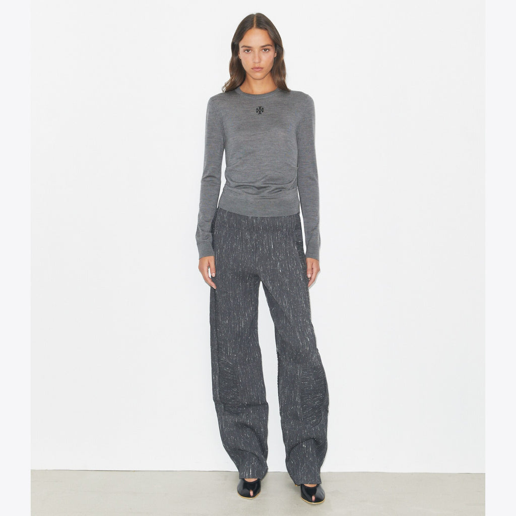 Tory Burch T Logo Wool Sweater - Frosted Gray Melange - 3