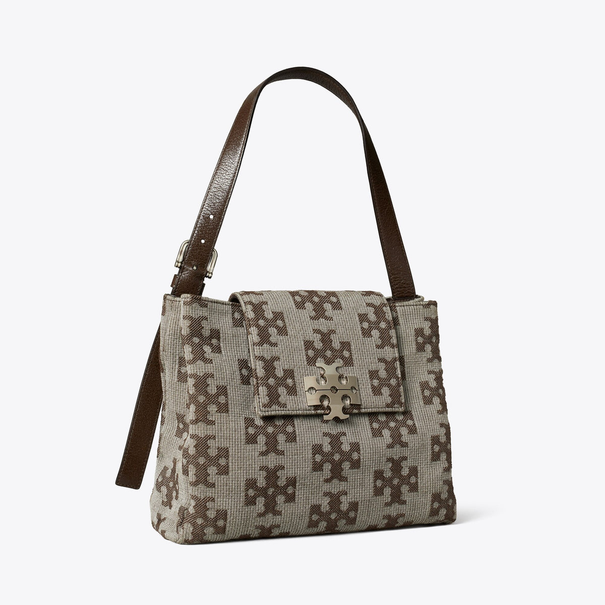 Tory Burch T Monogram Charlie Runway Shoulder Bag - Chocolate Brown