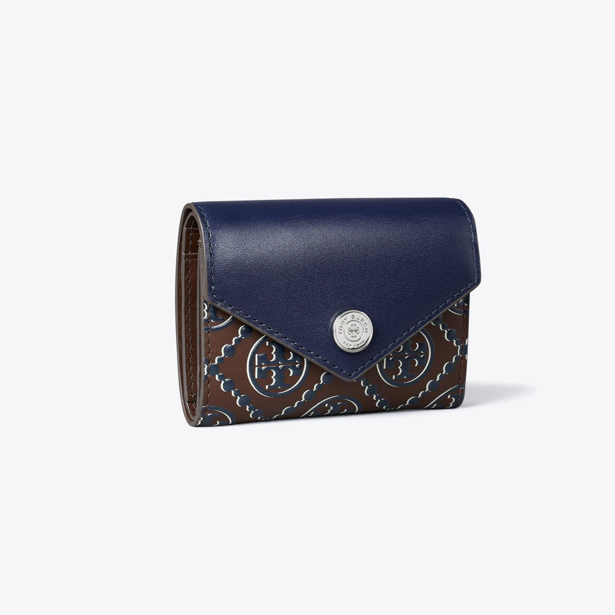Tory Burch T Monogram Contrast Embossed Small Envelope Wallet - Tory Navy / John Coco